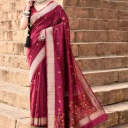 Elora Pink Silk Woven Saree With Unstitched Blouse-image-38