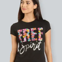 Lyra Black Cotton Printed T-Shirt-picture-12