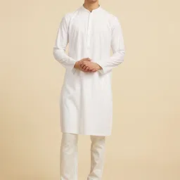 Diwas by Manyavar Mandarin Collar Solid Kurta-picture-38