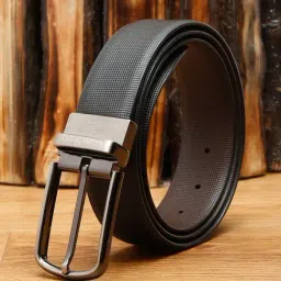 Louis Stitch Black Textured Leather Reversible Belt for Men-picture-20