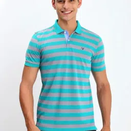 Allen Solly Blue Cotton Regular Fit Striped Polo T-Shirt-picture-45