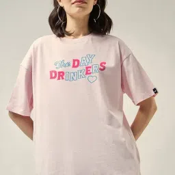 Bewakoof Pink Oversized Graphic T-Shirt-picture-39