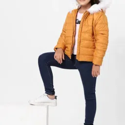 KIDS ONLY Mustard Quilted Full Sleeves Jacket image 5