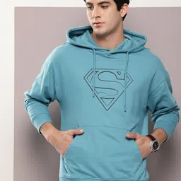 Kook N Keech Men Graphic Printed Hooded Superman Sweatshirt image 3