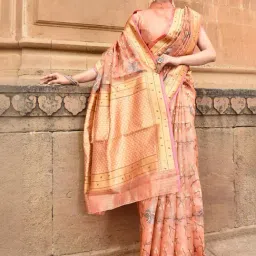 Elora Peach Woven Saree With Unstitched Blouse-picture-11