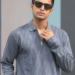 Maniac Men Self Design Polo Collar Cotton T-shirt-picture-32