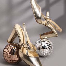 JM Looks Metallic Slingback Block Heel Sandals-picture-13
