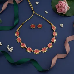 FIMBUL Gold-Plated Lotus Design Jewellery Set-picture-33