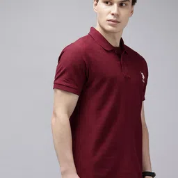 U.S. Polo Assn. Self Design Polo Collar Pure Cotton Slim Fit T-shirt image 3