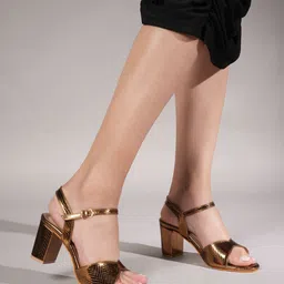 DressBerry Women Textured Party Block Sandals-image-0