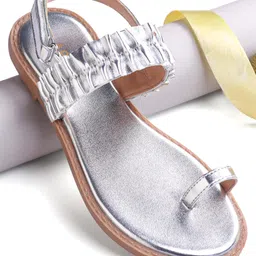 Pine Kids Velcro Closure Sandals With Glossy Finish - Silver-picture-23