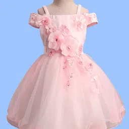 Mark & Mia Woven Cold Shoulder Sleeves Party Dress With Floral Embroidery & Applique - Pink-picture-39