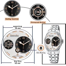 DOUBLERUN Men Dial & Stainless Steel Bracelet Style Straps Analogue Multi Function Watch H05NNN16009 image 5