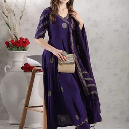 Anni Designer Ethnic Motifs Woven Design Thread Work Anarkali Kurta With Trouser & Dupatta image 3