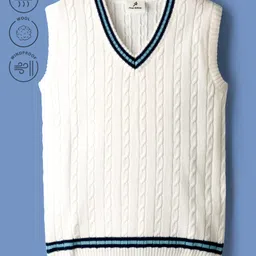 Pine Active Knit Sleeveless Woolen Sportswear Sweater With Cable Knit Design - White image 2