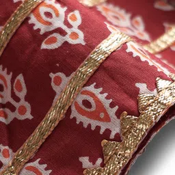 Babyhug 100% Cotton Sleeveless Full Length Floral Printed Ethnic Dress - Maroon image 3