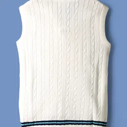 Pine Active Knit Sleeveless Woolen Sportswear Sweater With Cable Knit Design - White image 3