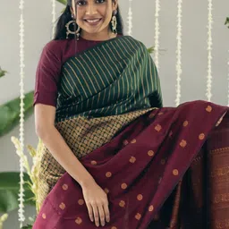 CANIZZARO Woven Design Zari Silk Blend Banarasi Saree image 2