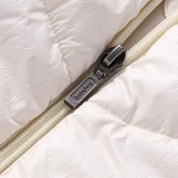 Babyhug Woven Full Sleeves Hooded Padded Jacket With Floral Applique - Off White image 4