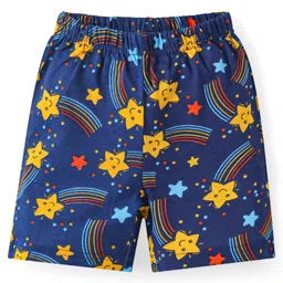 Babyhug Cotton Knit Half Sleeves Shorts Night Suit with Stars Print - Navy Blue image 4