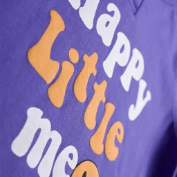 Babyhug Fleece Knit Full Sleeves Hooded Sweashirt With Text Print - Purple image 4