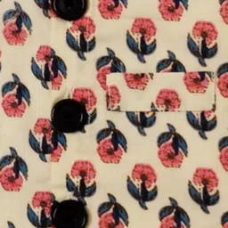 Snowflakes Cotton Woven Sleeveless Floral Motif Printed Jacket - Off White image 5