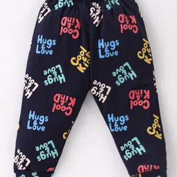 Simply Foam Full Sleeves Winter Night Suit Text Print - Navy Blue image 5