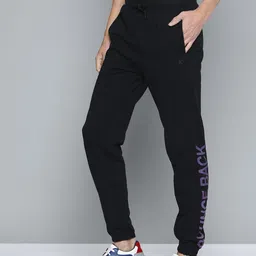HRX By Hrithik Roshan Lifestyle Men Jet Black Bio-Wash Typography Joggers-picture-28