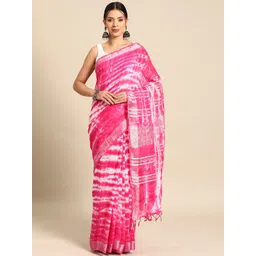 Yufta Tie & Dye Pure Linen Saree image 1
