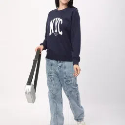 R&B Navy Cotton Graphic Printed Sweatshirt image 4