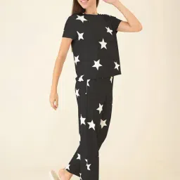 Sweet Dreams Black Polyester Printed Pyjama Set-picture-26