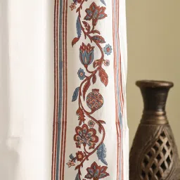 Peepul Tree Off White Cotton Floral Curtain (7 ft) image 4