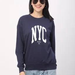 R&B Navy Cotton Graphic Printed Sweatshirt image 3