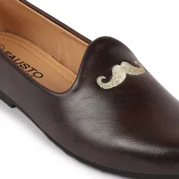 FAUSTO Men Brown Printed Mojaris image 2