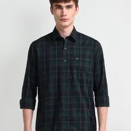Arrow Sport Men Modern Spread Collar Tartan Checked Cotton Slim Fit Casual Shirt-picture-41