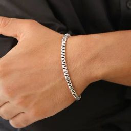 Zavya Iconic Rhodium-Plated 925 Sterling Silver Men's Chain Bracelet (One Size)-picture-36