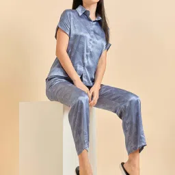 Sweet Dreams Blue Printed Shirt Pyjamas Set image 4