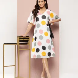 Qurvii Multicolor Polka Dot Midi Dress image 4