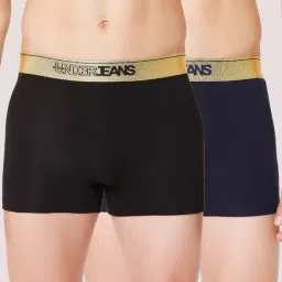 Underjeans By Spykar Multi Regular Fit Trunks - Pak of 2-picture-21