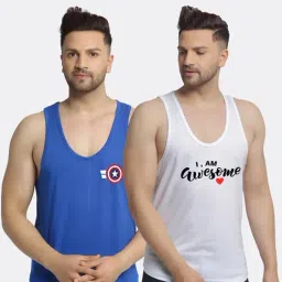 Friskers Multi Cotton Slim Fit Printed Vest - Pack of 2-picture-26