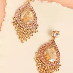 Sohi Gold Plated Stone Studded Drop Earrings-picture-28