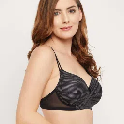 Clovia Black Polka Dots T-Shirt Bra image 4