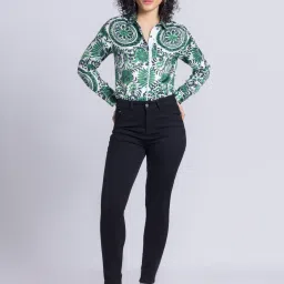 SHAYE Green & White Printed Shirt image 4