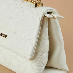Code by Lifestyle Off White Quilted Sling Handbag image 4