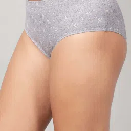 Clovia Grey Cotton Regular Fit Floral Print Panties image 4