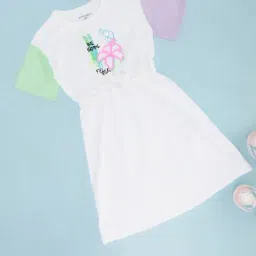 Pantaloons Junior Girls White Cotton Printed Dress-picture-13
