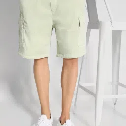 american eagle outfitters American Eagle Green Cotton Regular Fit Cargo Shorts image 4