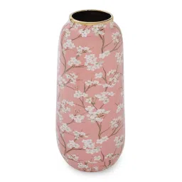 Pure Home and Living Pink Ceramic Floral Print Vase image 4