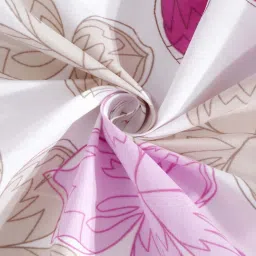 Klotthe White & Pink 300 TC Polycotton Double Elastic Bedsheet with 2 Pillow Covers image 4