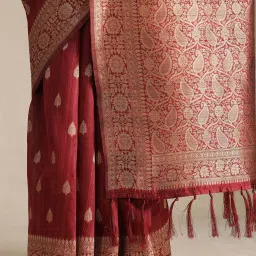 Soch Maroon Other Woven Design Saree With Unstitched Blouse image 4
